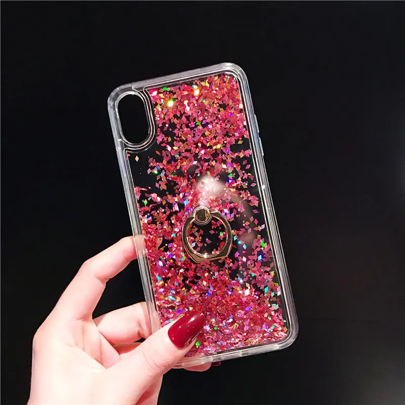 Чехол для телефона с зыбучим песком iPhone X 7 6 6s 8 Plus XS MAX XR динамическими блестками и