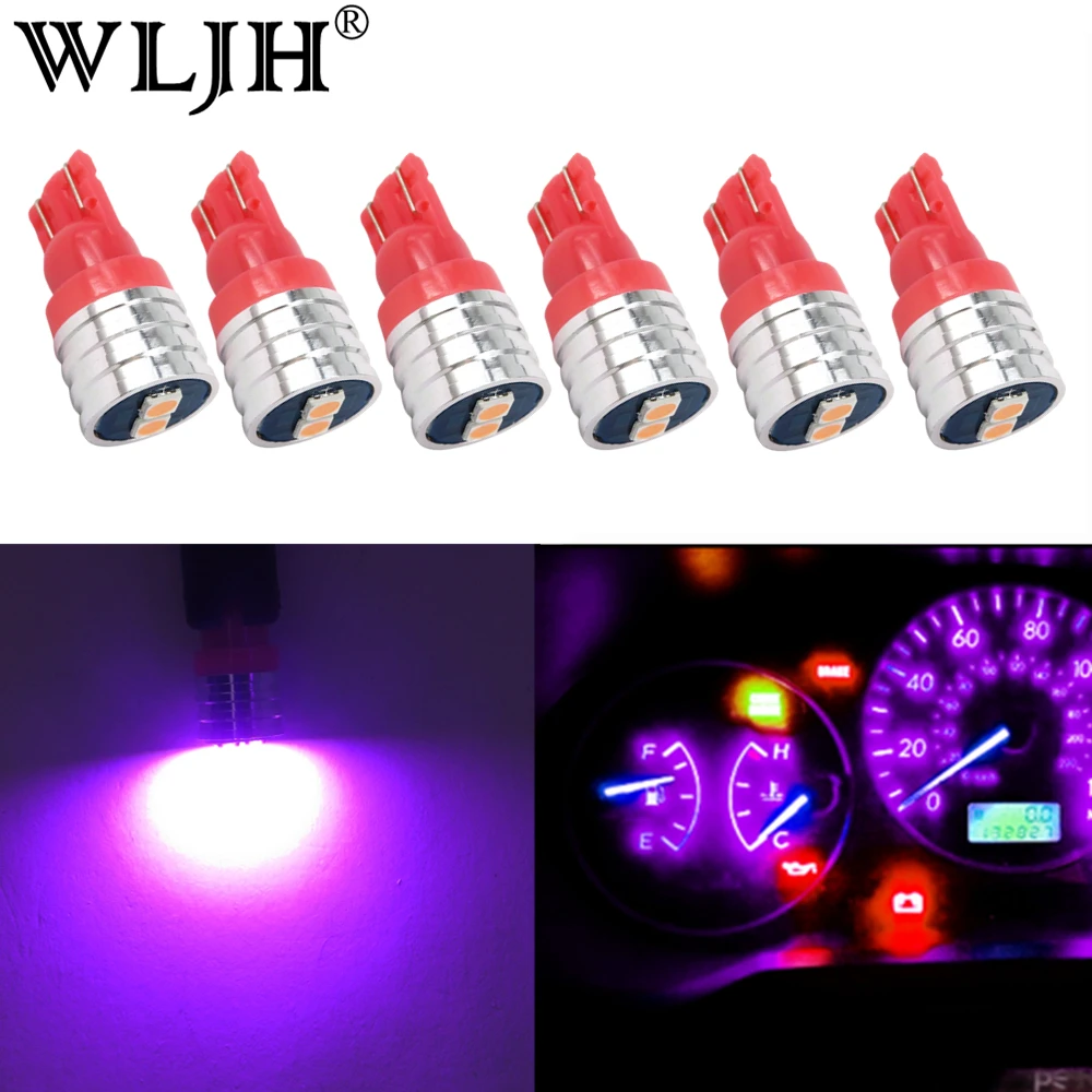 Розовый WLJH 6x яркая светодиодная лампа T10 W5W 158 194, автомобильная интерьерная купольная карта, грузовой номерной знак, приборная панель, панель приборной панели, светильник - Испускаемый цвет: Розовый