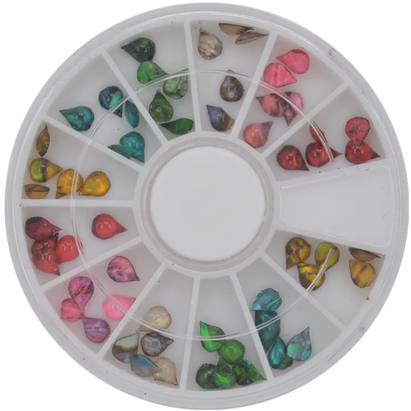 

1 Wheel 60pcs 4 x 5mm Water-Drop Shape Japan Styles Shell Stone For DIY Nails Art Accessory Fashion Decorations Beauty Tools