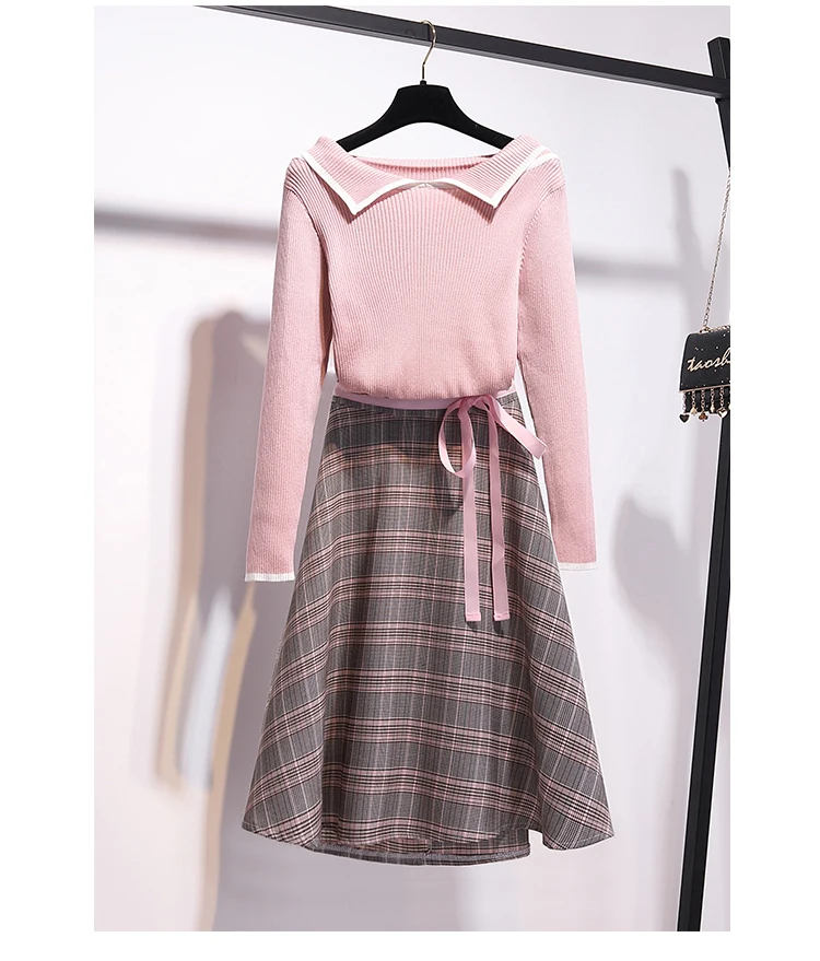 Женский комплект из 2 предметов элегантный вязаный топ с вырезом лодочкой и юбка