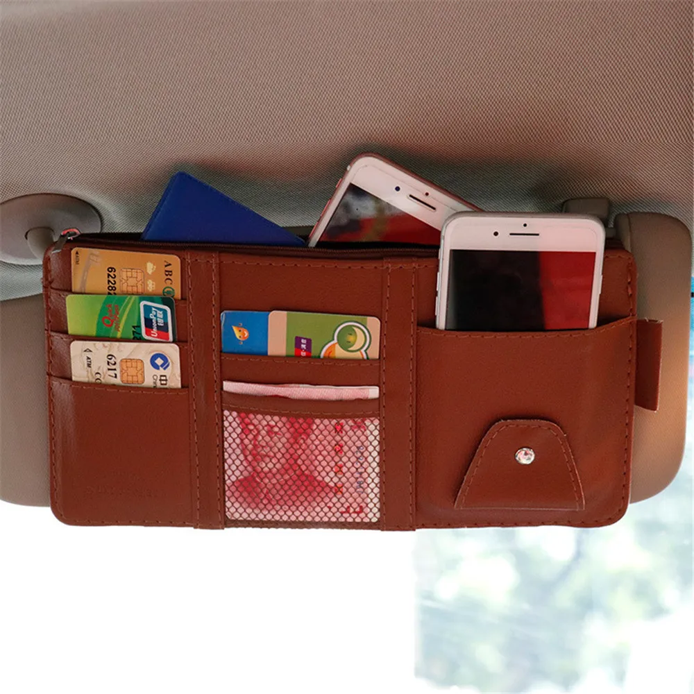 

29x15cm Universal Car Auto Visor Organizer Holder PU Leather Case for Card Glasses Car Accessories Sun Visor Car-Styling