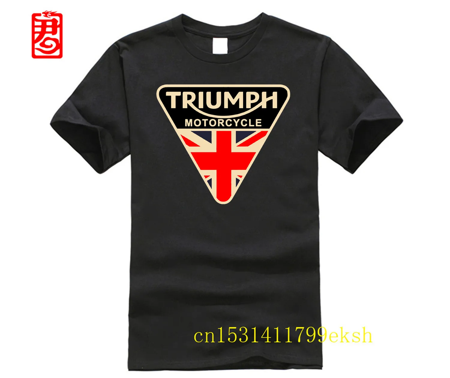 Футболка TRIUMPH мужская с логотипом мотоцикла хлопок круглый вырез короткий рукав