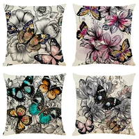bohemian butterfly print cushion cover decorative pillows cartoon seat cushions home decor flax throw pillow sofa pillowcase
