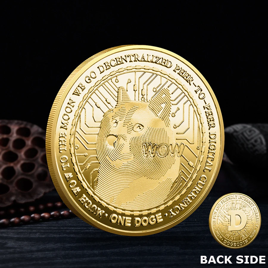 

New Beautiful WOW Gold Plated Dogecoin Commemorative Coins Cute Dog Pattern Dog Souvenir Collection Gifts
