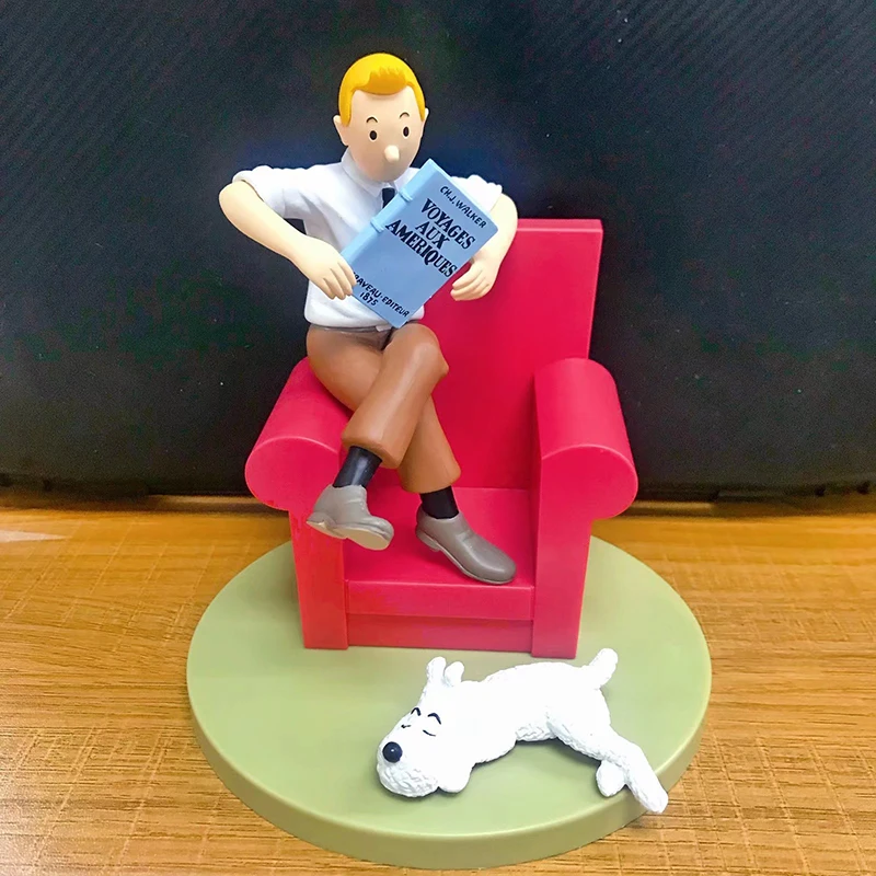 

Les Aventures De Tintin Et Milou Tintin Anime Action Figure Puppy Snow White Milou PVC 10cm Collection Model Dolls Toys for Gift