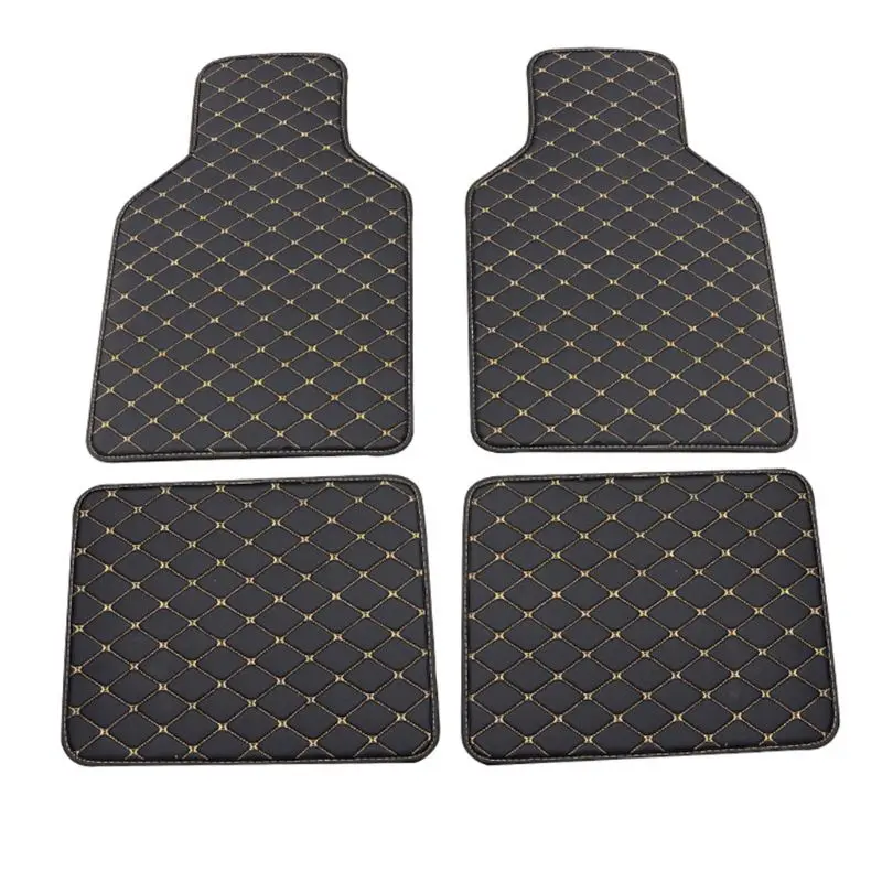 

Universal Fit 4pcs PU Leather Car Floor Mat Waterproof Foot Pads Protector for Spills, Dog, Pets, Anti-Slip Front and Rear mats