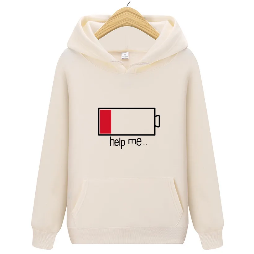 Мужская повседневная толстовка с капюшоном белая большими карманами в стиле