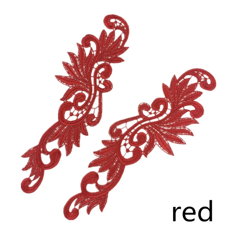 red Zsbszc 5 пар Флуоресцентный цвет цветок кружево аппликация патч Танго костюмы для латинских танцев балетные костюмы платье Декор шитье ремесла DA004 - Цвет: red