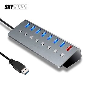 Алюминиевый сплав 8-портовый USB3.0 разветвитель 7 портовый компьютер Расширенный usb-хаб 1 порт быстрая зарядка адаптер внешний 5В 3A источник питания