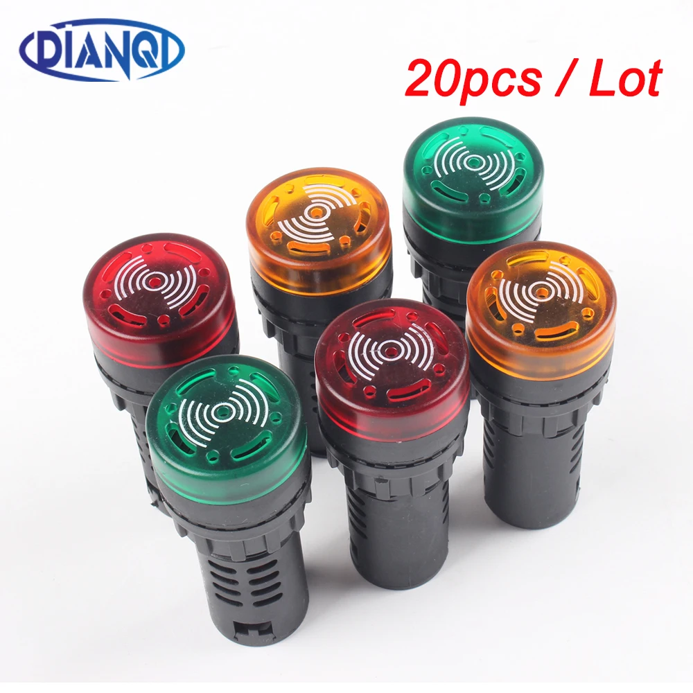 20 шт./лот AD16 22SM 22 мм 12V 24V 220V вспышка световой сигнал красный зеленый