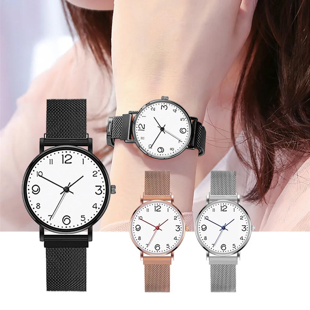 Роскошные часы для женщин Montre Saat модные с магнитной пряжкой ремешком сеткой Zegarek