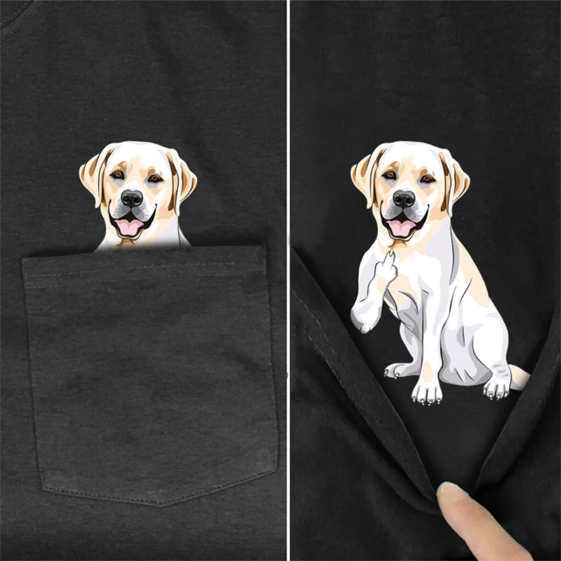 

CLOOCL Labrador T-Shirt Fashion Pocket Animals Printed T-shirt Men's for Women Shirts Harajuku Casual Tops Cotton Tees