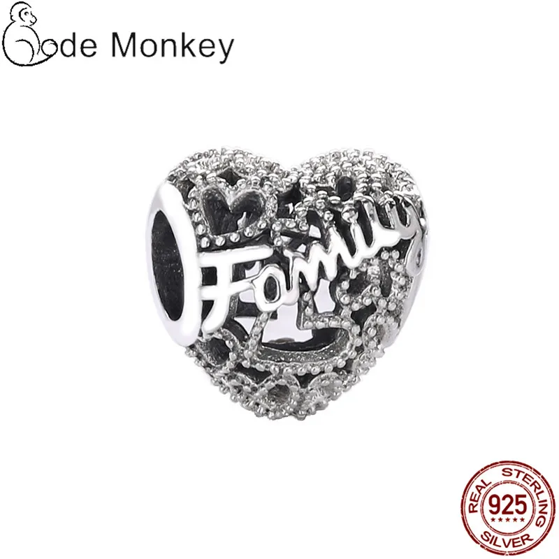 CODEDOG подлинные искусственные серебряные бусины в виде семейного любовного