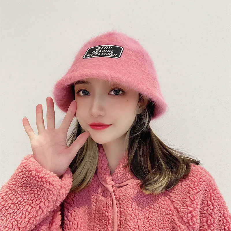 

2021 Autumn and Winter Designer Plush Hat Women's Fashion Versatile Rabbit Hair Bucket Hat Cover Face Fisherman Basin Hat