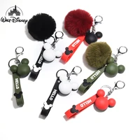 disney creative mickey head keychains cute mouse key chain with lanyard kids girl women bag charm pendant car keyring gift