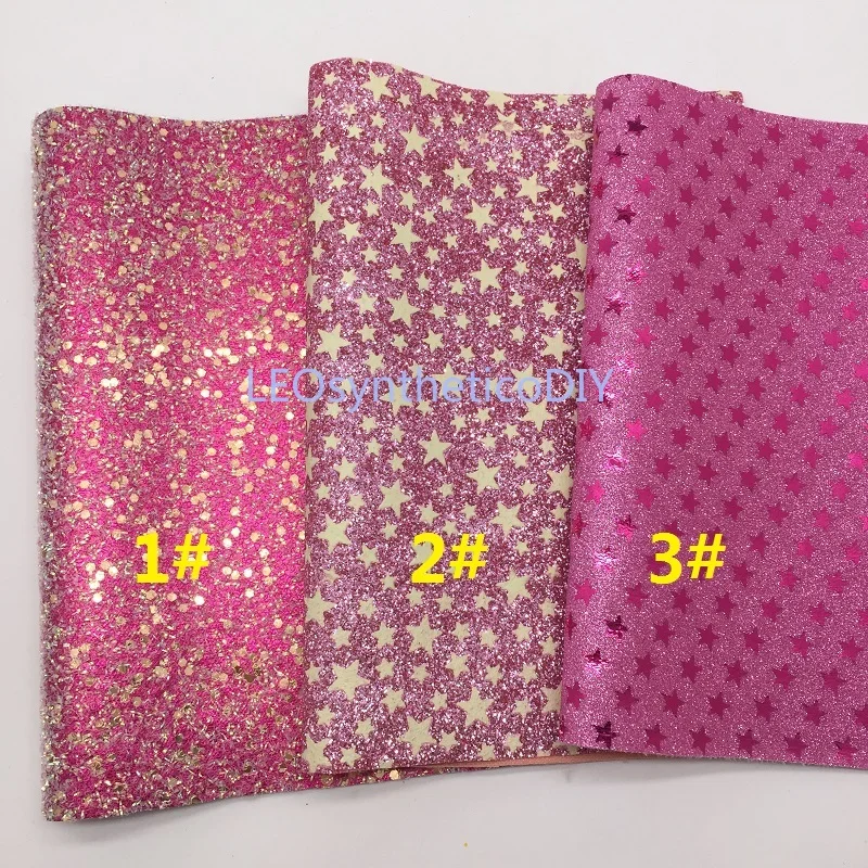 Мини-рулон 30x134 см блестящая ткань со звездами крупный блестящий кожаный рулон