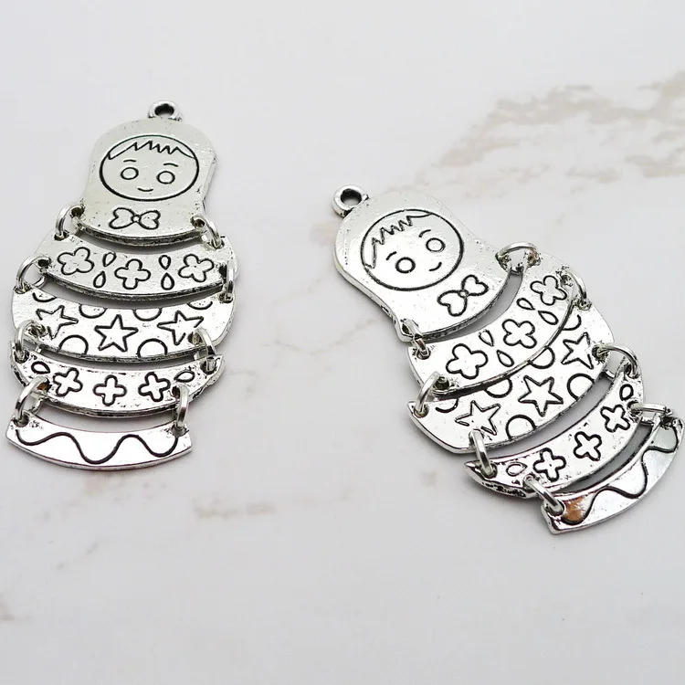 

2 Pieces/Lot 28*60 mm Antique Sliver Color Welding The Dollr Charms For Jewelry Making Contracted StyleFashion Accessories