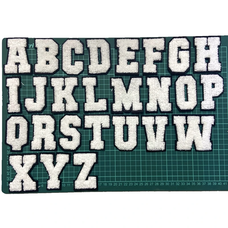 

26 Pieces A-Z English Letter Patches For Clothing White Alphabet Iron On Embroidery Sticker Stripes Sew Accessories DIY Name