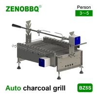 zenobbq auto flip stainless steel charcoal grill 13pcs skewers rotate roast bbq spit rotisserie camping equipment 35 persons