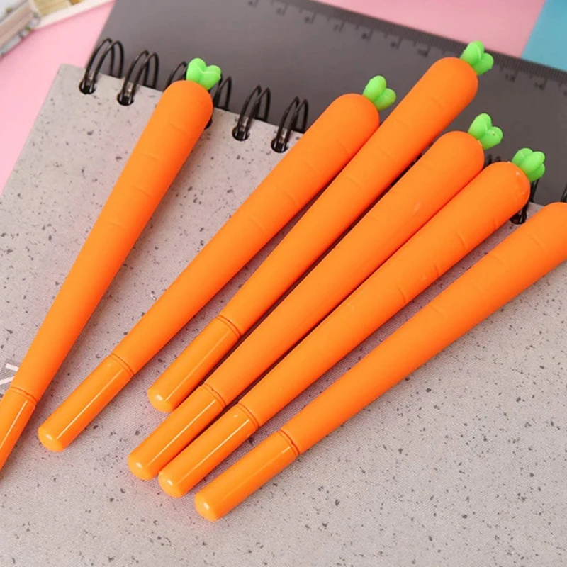 

24 Pcs Carrot Gel Ink Pen Cute Silicone Roller Ball Pen for Office School Supplies Kids Drawing Pen Gifts for School