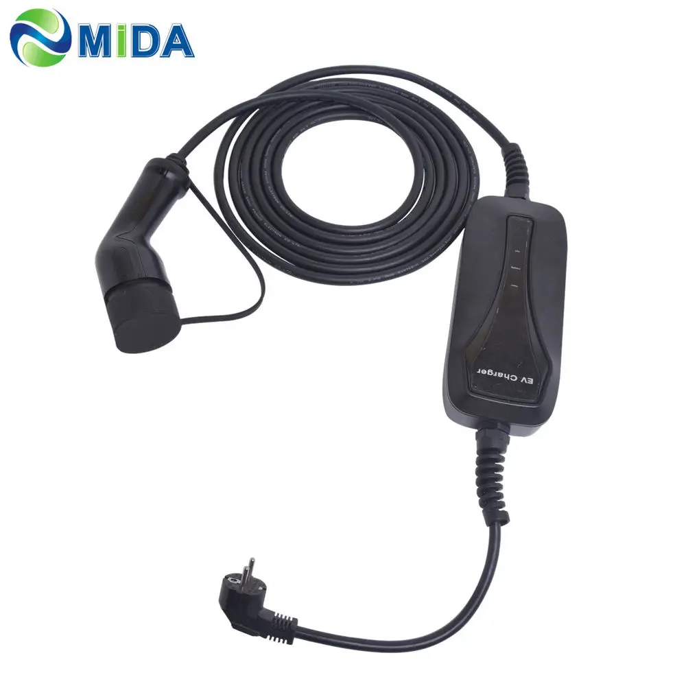 Кабель зарядного устройства уровня 2 для электромобилей 16 А 5 м тип разъем ЕС