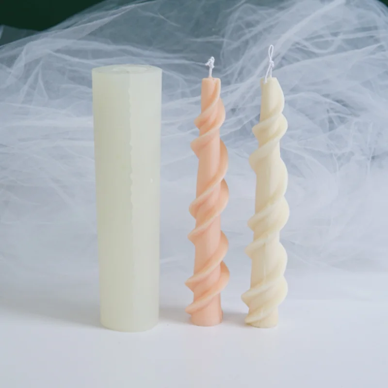 

DIY Spiral Lace Design Long Pole Silicone Candle Mold Columnar Aroma Candle Making Resin Cake SoapMould Handmade Gift Home Decor