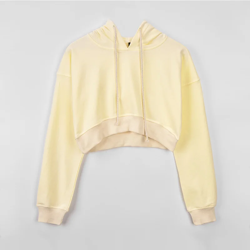 

Customize your picture LOGO sexy solid color leaking belly button short hooded top multicolor sweater women