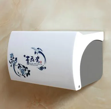 Blue white porcelain Водонепроницаемый держатель для туалетной бумаги для ванной комнаты, настенный пластиковый большой ящик для салфеток, мешок для мусора, стеллаж для хранения мобильного телефона - Цвет: Blue white porcelain
