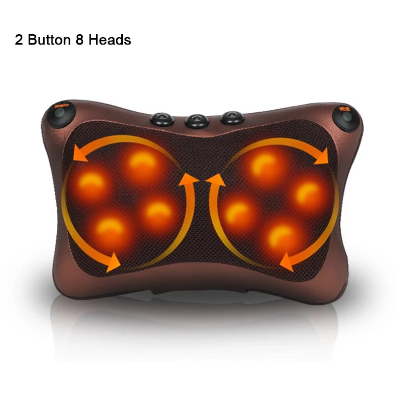 2 Button 8 Heads Расслабляющая массажная подушка вибратор электрическая плечевая задняя нагревательная инфракрасная Подушка терапевтическая для массажа шеи домашний автомобильный Массажер для сиденья - Цвет: 2 Button 8 Heads
