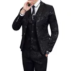 Новинка, высококачественный черный блейзер для банкета, свадьбы, мужской пиджак с жилетом и брюками, большой размер 6XL