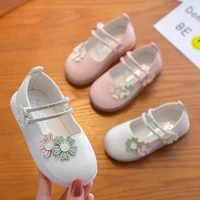 girls shoes 2022 kids moccasins autumn with flowers cute dress shoes for girls princess versatile children solid pu casual shoes