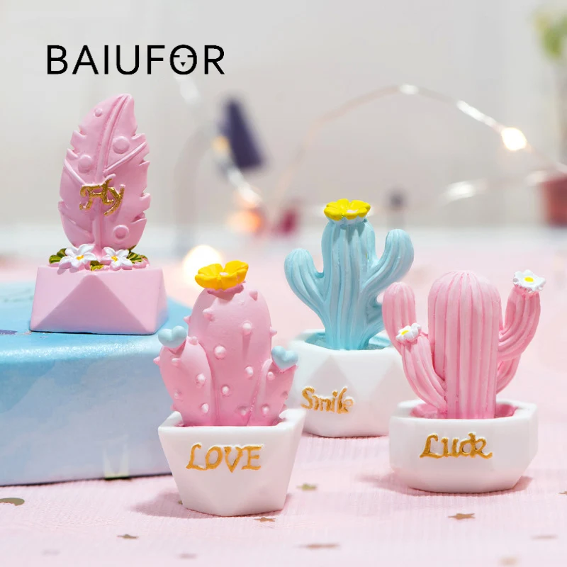 Миниатюрные фигурки BAIUFOR для кукольного дома современные розовые суккулентные