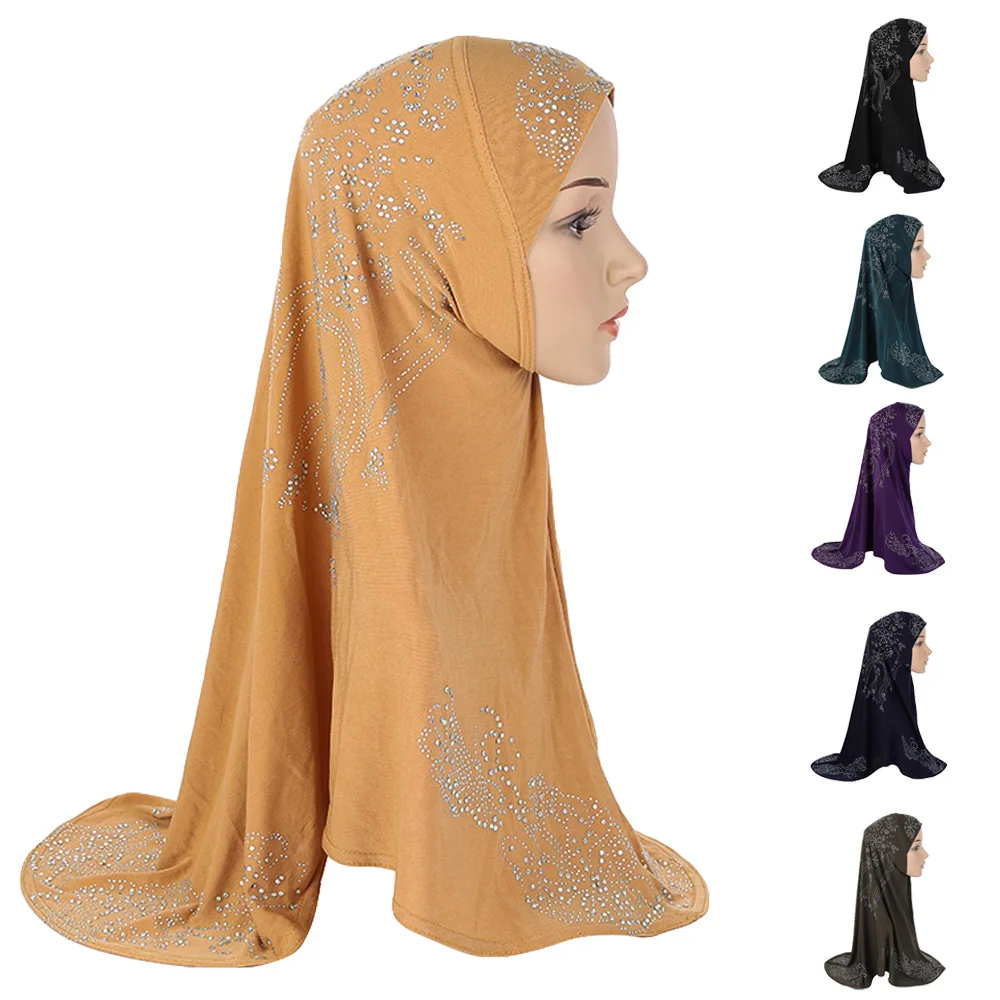 

One Piece Amira Muslim Women Hijab Rhinestone Instant Scarf Head Wrap Shawl Islamic Overhead Hijabs Pull On Ready To Wear Niqab