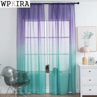 gradient purple blue up and down sheer curtain for living room sheer voile drape partition wedding party home decoration 041e