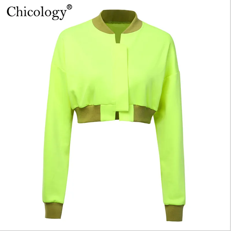 Chicology неоновое желтое липучка болеро куртка 2019 на осень-зиму женское длинным