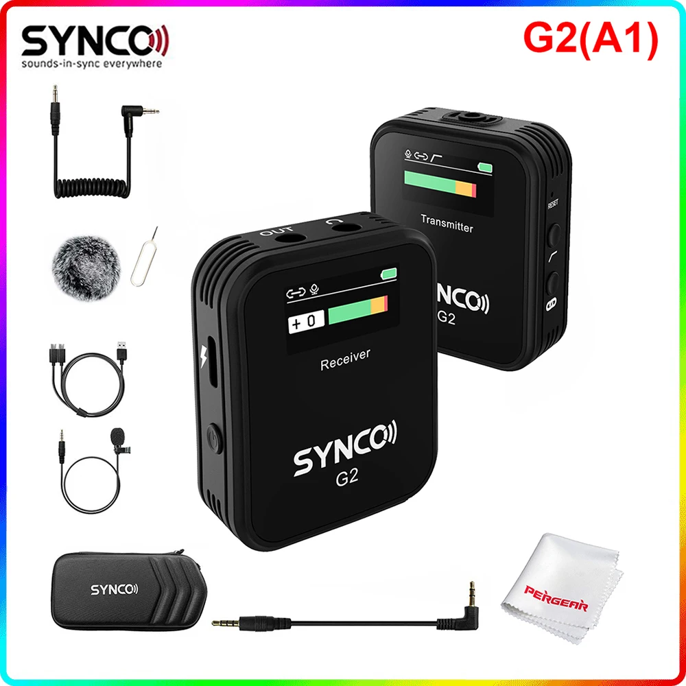 

Беспроводной петличный микрофон SYNCO G2 G2A1 G2A2, 2,4 ГГц, система с низким вырезом для беззеркальная камера DSLR смартфонов, видеокамер