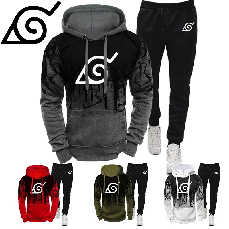 

Men's Four-Color Splash Ink Two-Piece Sweater Autumn And Winter Fashion Men's Clothing Hooded Sweater Sweater And Pants Suit