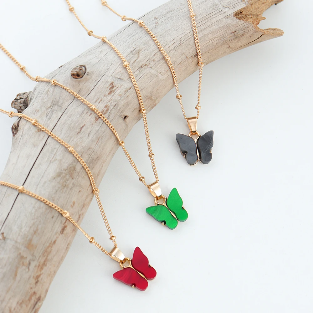 Модное колье-чокер для девочек модное розовое золото кулон-бабочка ожерелье