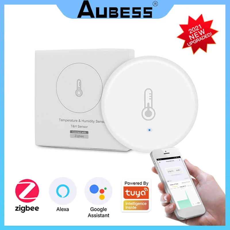 Смарт-датчик температуры и влажности AUBESS Tuya Smart ZigBee 3 0 с поддержкой приложения Life