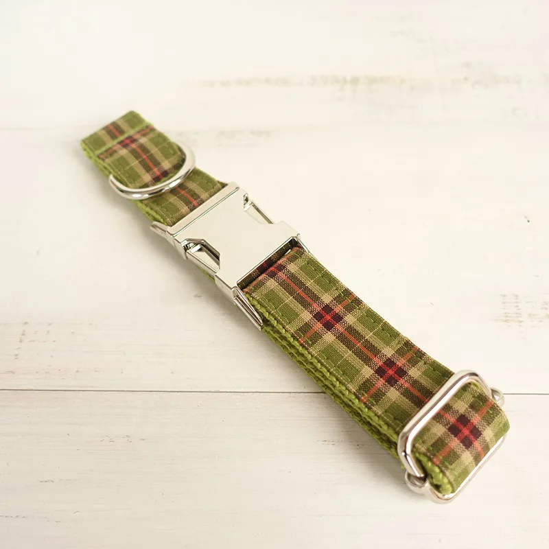 Ошейник для собак в клетку персонализированный шнурок с зелеными свинцами