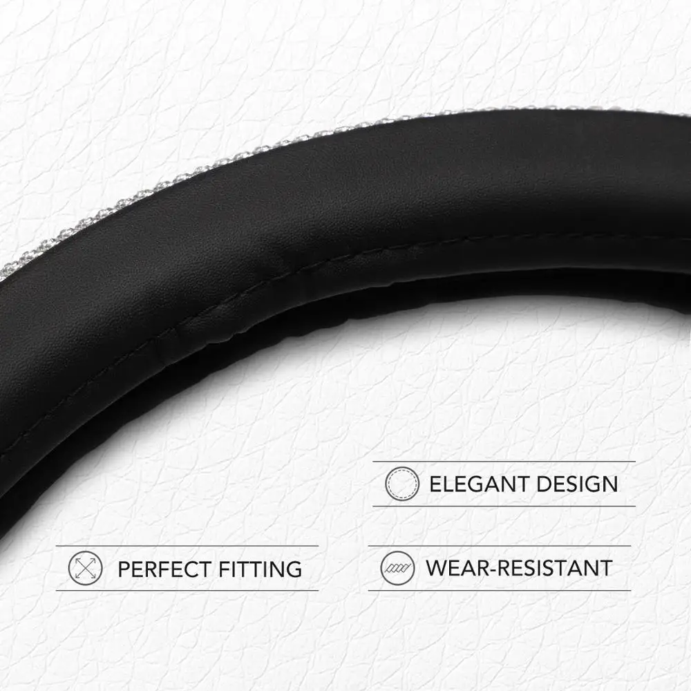 Чехол для руля автомобиля 38 см универсальный кожаный чехол со стразами