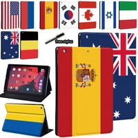 new case for apple ipad 2021 9th generation 10 2 inch national flag pattern pu leather stand tablet coverfree stylus