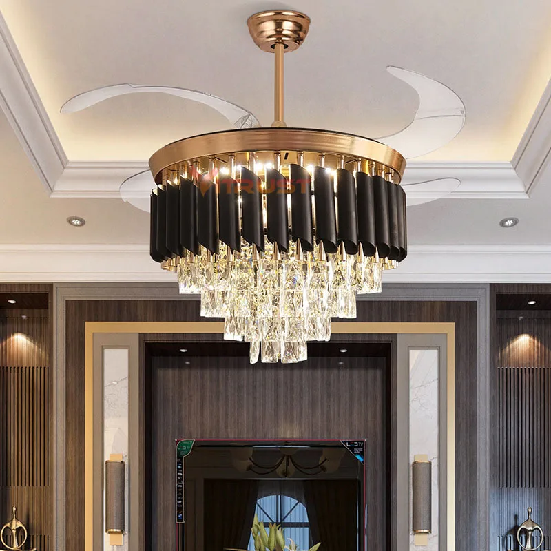 Скандинавский светодиодный потолочный вентилятор с роскошным кристаллом 42in