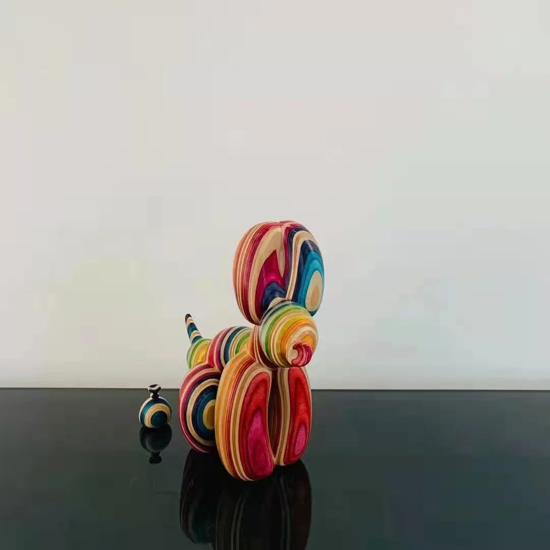 Estatua creativa de perro para caca de madera, escultura de Animal bonito y n&oacute;rdico, artesan&iacute;a, adornos de escritorio, decoraci&oacute;n de lujo para el hogar-2