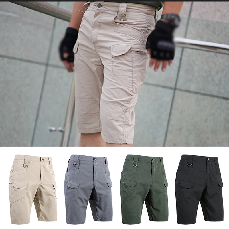 

2021 Summer Men Fashion Casual Military Cargo Pocket Pants Male Shorts Cotton Male Tactical Shorts Loose Large Size
