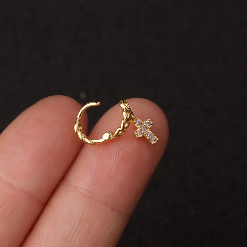 Нержавеющая сталь 1 шт. кольца Cz маленькие серьги Надеваемые На ушной хрящ