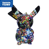 takara tomy 13cm new limited edition pokemon fabric art limited graffiti pikachu doll doll kawaii plush keychain toy gift