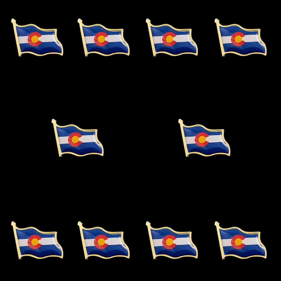 

10PCS Colorado State of USA 50 States Flag Gold Plated Brooch Pins Men Patrotism