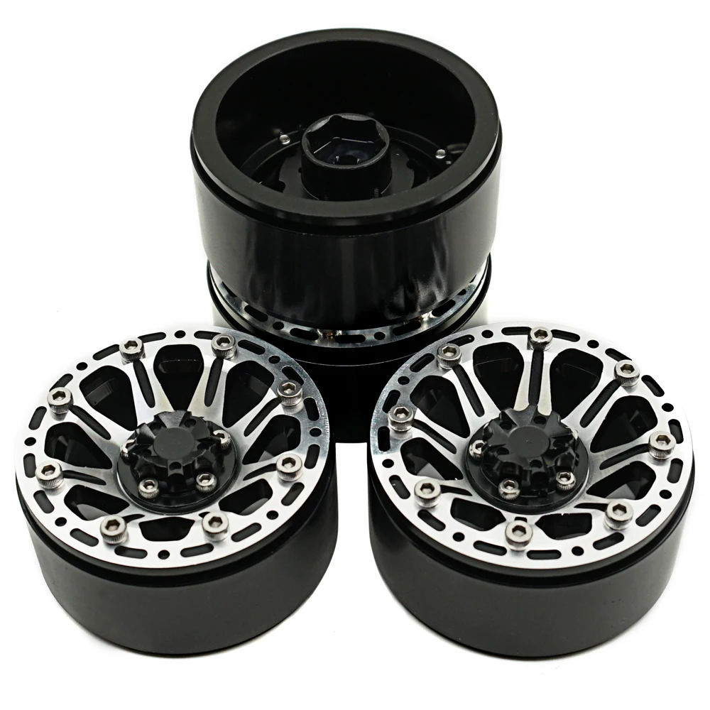 

AXSPEED 1/4 Pcs 1.9 Inch Metal Black Beadlock Wheel Rims Hub for CRAWLER SCX10 CC01 1:10 RC Crawler Car