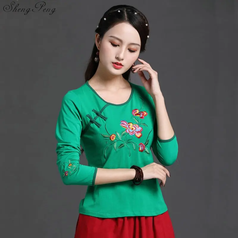 Китайский традиционный топ с цветочным принтом Cheongsam китайская блузка рубашка